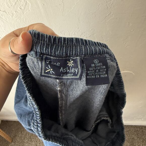 Jane Ashley Pants Vintage 90 small Embroidered Floral Capri Denim Cottage‎ - Picture 9 of 9